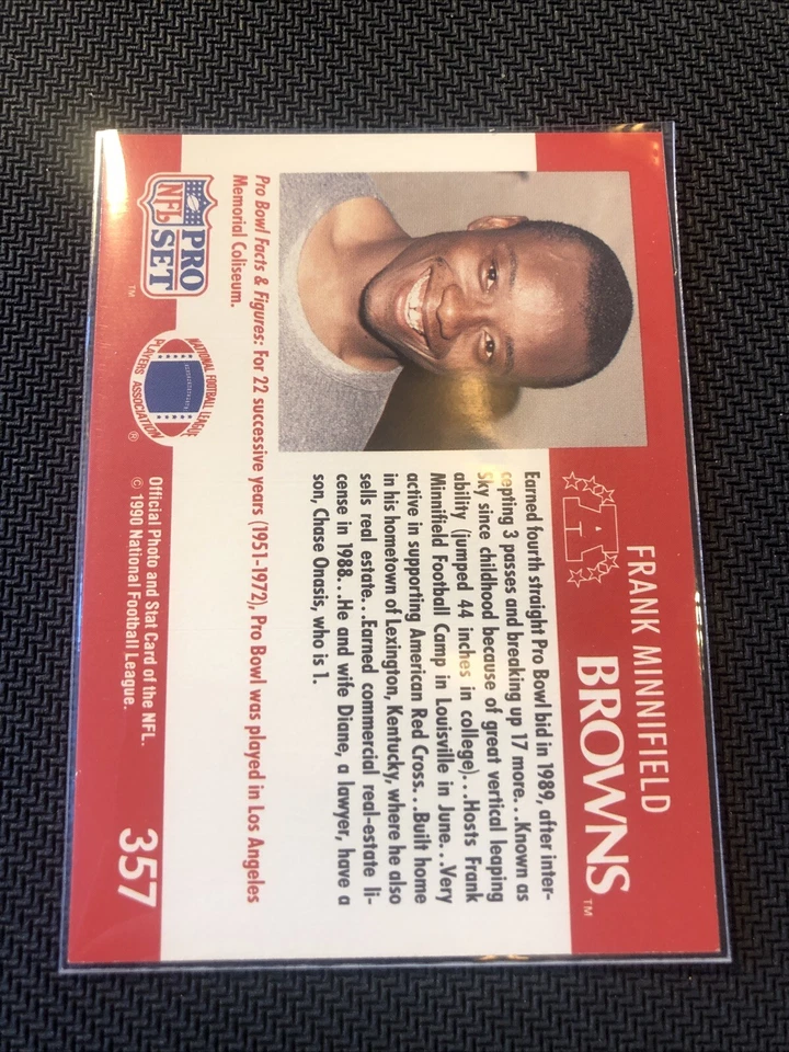 1990 Pro Set Pro Bowl #357 Frank Minnifield, Rare Non-Error Card. Free Shipping - Image 2 of 2