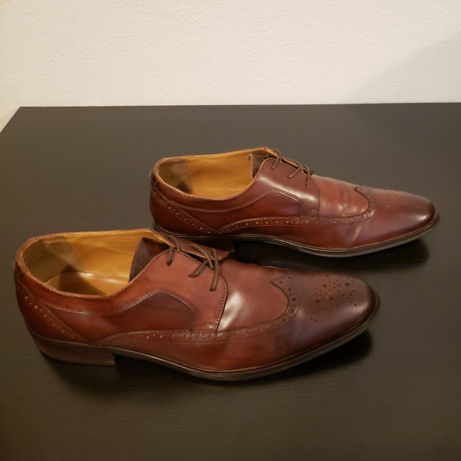 SAOLA Scarpe eleganti Oxford da uomo ~ "ALDO" in pelle marrone lunghe con lacci alari taglia: 13 US
