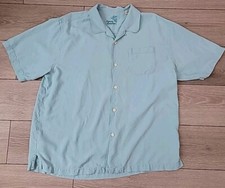 Tommy Bahama Aqua Blue 100 Silk Camp Hawaiian Shirt Size Xl