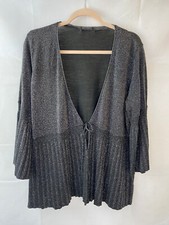 BM Collection Ladies Black Silver Sparkly Cardigan XL
