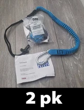 2pk GWP T2203 Palmer Blue Tool Lanyard with Screw Gate Carabiner, 15 LB Max Load