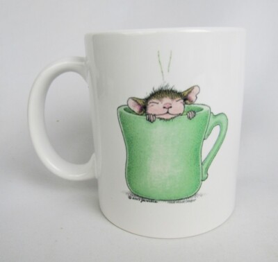 Vintage Jareckie 2007 Ceramic House Mouse Warming Up Inside Coffee Cup Mug