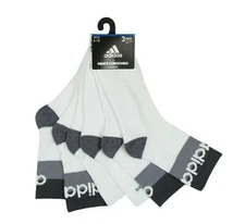 3 PAIRS ADIDAS STRETCH CUSHIONED Aeroready Quarter BLACK WHITE Socks LARGE 6-12