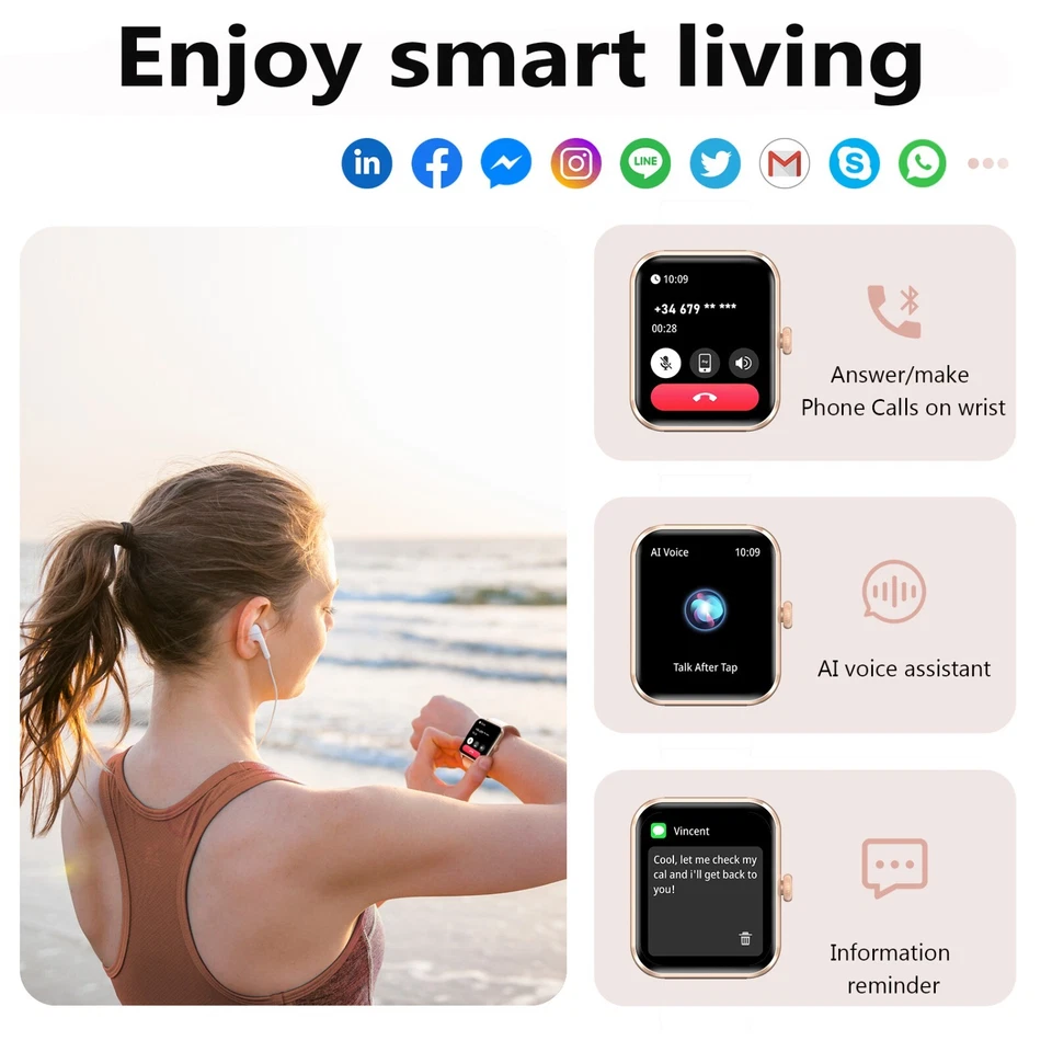 Women Alexa Smart Watch Fitness Bluetooth Call Watch for Android iPhone Samsung. - Image 3 of 4