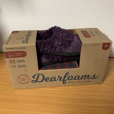 NEW Dearfoams Women's Slip-On Mule Slippers Purple Size Medium 7-8 Memory Foam