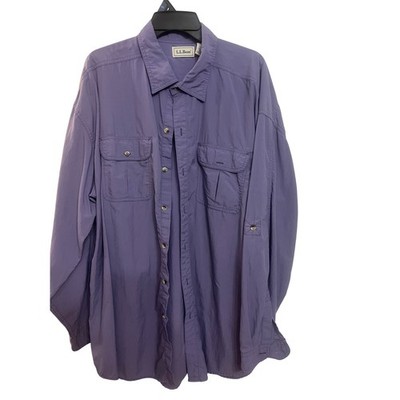 LL Bean Men's Long Sleeve Button Up Shirt Purple Size XXL Outdoor Casual