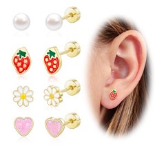 Hypoallergenic Earrings for Girls, Cute Toddler Kids Small, Gold