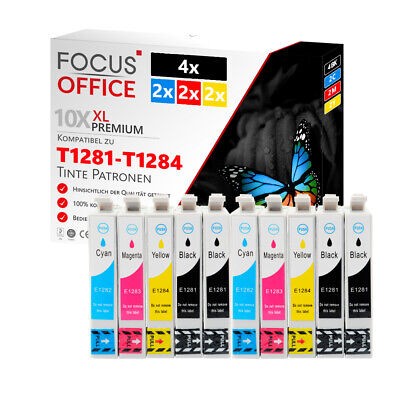 Set 10x Tintenpatrone kompatibel für Epson T1281-T1284 SX125 SX130 SX230 SX235W