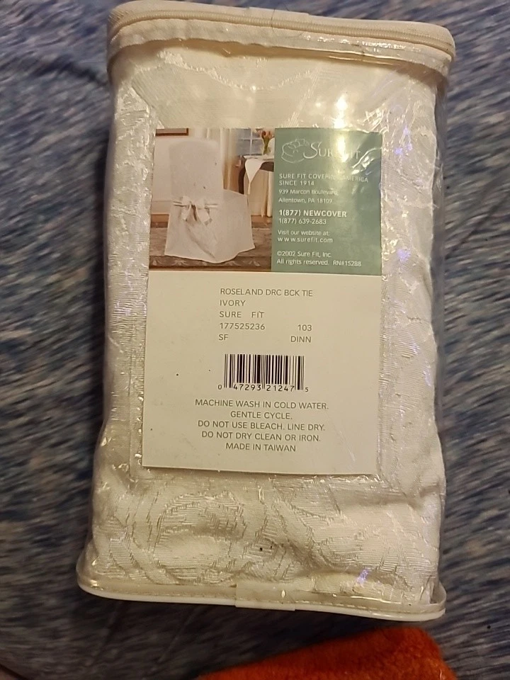 New Sure Fit Armless Dining Room Chair Cover Roseland Ivory Damask 42" Tall - Image 2 of 2