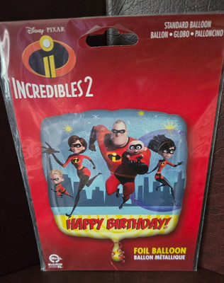 Disney's Incredibles 2   17'' mylar happy birthday balloon new