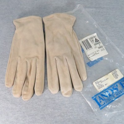 Lands End Sueded Leather Gloves Womens Taupe Large Minimalist Driving 80s 90s