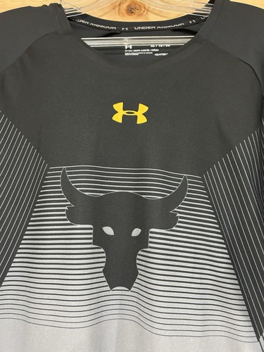 Project Rock Shirt Men’s XL Black Under Armour Threadborne Gym Chase Greatness - Picture 2 of 6