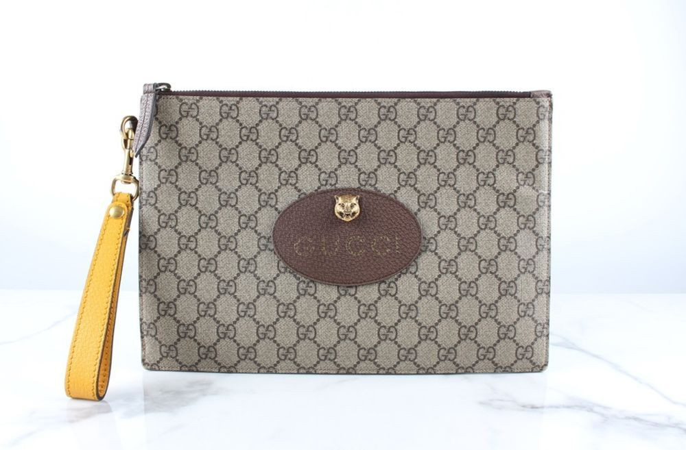 コブラ　金 Gucci GG Supreme Jaguar Gold-Tone Clutch 71358965 | eBay
