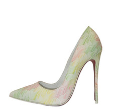  885 CHRISTIAN LOUBOUTIN Leather MONOGRAM Stiletto Pumps 37 EU; 7 US  NEW