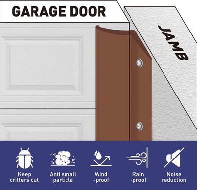 Garage Door Seal Top and Sides Seal Strip Brown 34 FT Adhesive Backed Rubber Wea