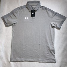Under Armour Men  s Loose Fit Gray UA Trophy Polo Short Sleeve Shirt Size Large