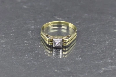 Antiker Diamantring, 585er Gelbgold, 1930er, 14 Karat - Bild 1 von 4