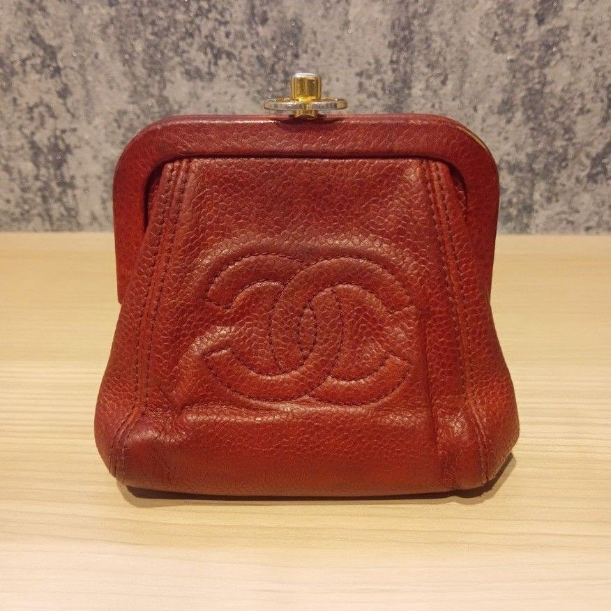 CHANEL Caviar Kiss Lock Wallet Coin Purse HO862115