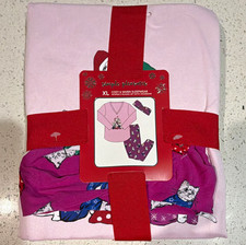 Simple Pleasures Cozy & Warm 2-Piece Cat Graphic Pajama Set V-Neck XL