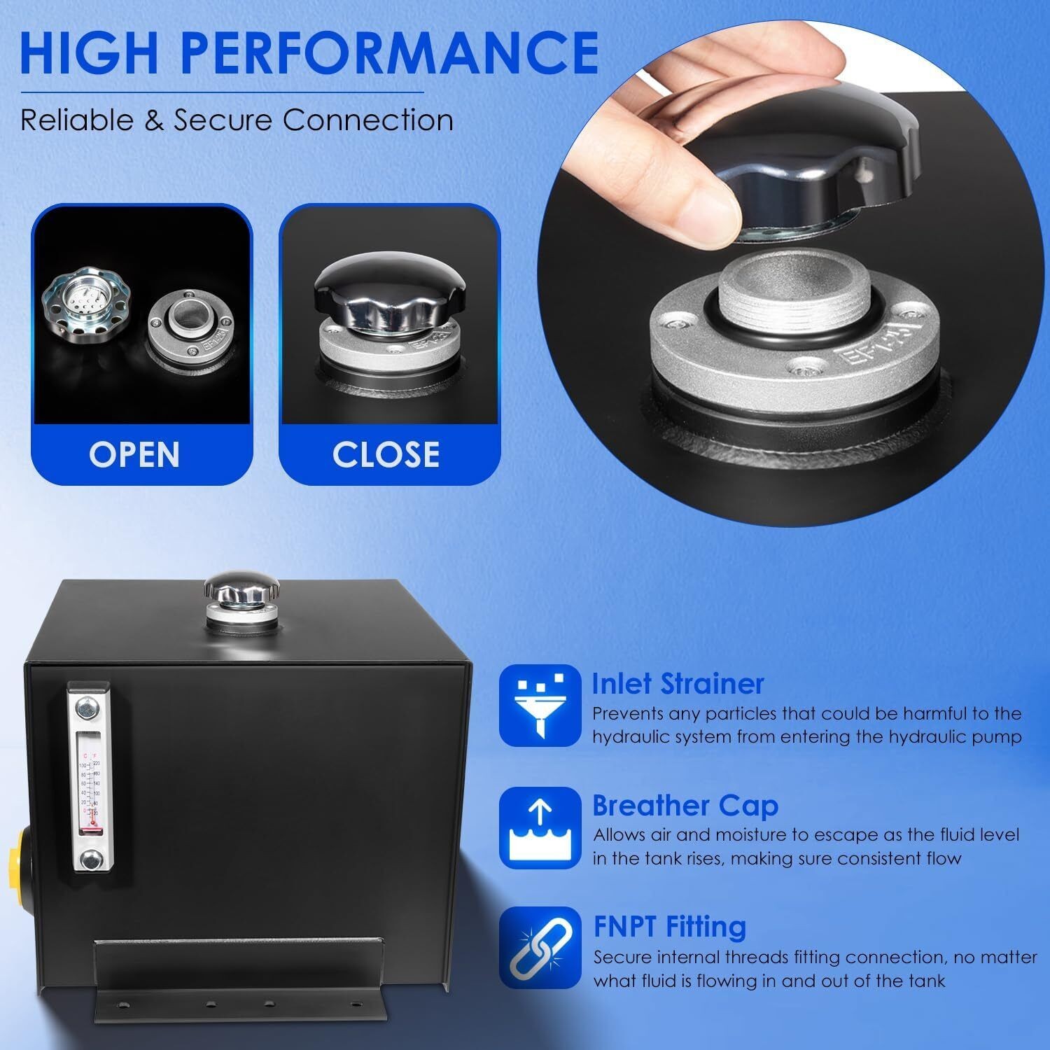 7Gallon Hydraulic Fluid Reservoir Tank 14 Gauge Oil Tank for Hydraulic Machinery