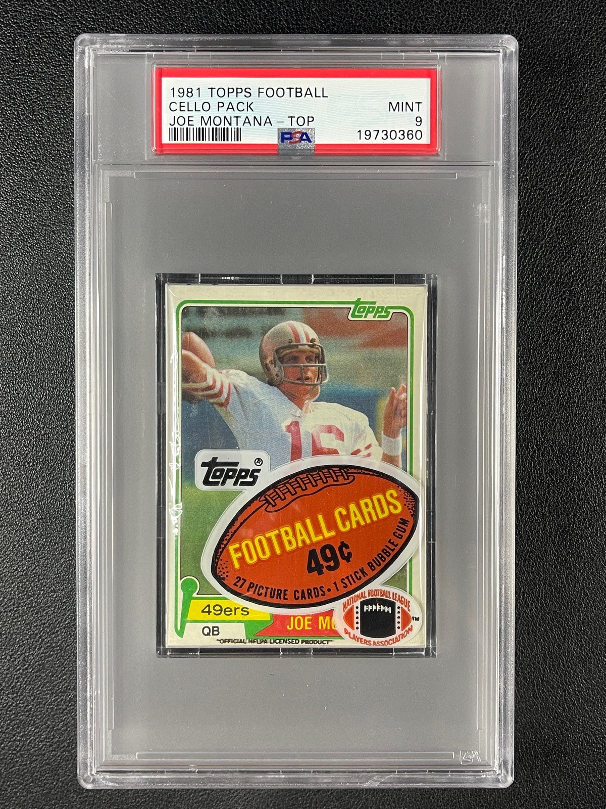PSA 9 1981 TOPPS FOOTBALL SEALED CELLO PACK W/ JOE MONTANA ROOKIE RC TOP 0360
