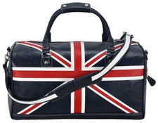 Union Jack Duffle Leather Bag Navy Weekend Travelling Gym Holdall Real Leather 