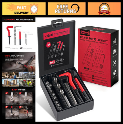 M10×1.5 Helicoil Thread Repair Kit - Metric HSS Drill Bit, Tap & Inserts for Aut