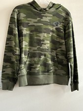 Champion Boys L 14/16 Green Camouflage Pullover Hoodie Long Sleeve Logo