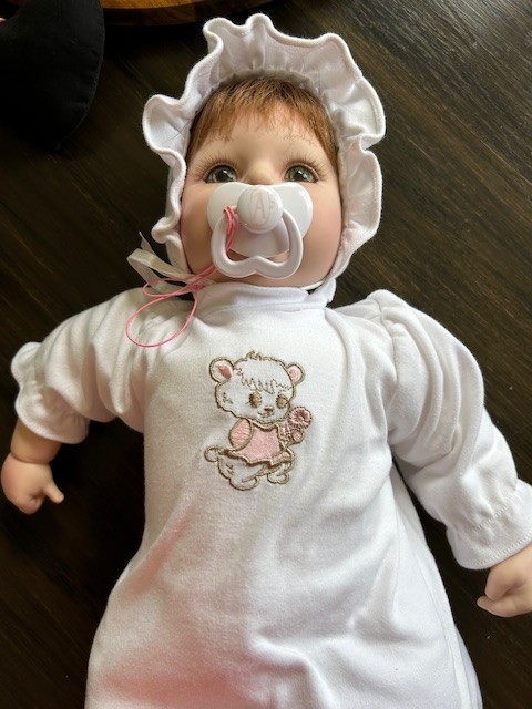 Adora 20" Realistic Weighted Baby Doll Green Eyes Brown Hair EUC Never played w/