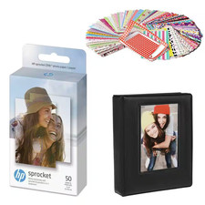 Sprocket Photo Printers Bundle 50-Pack Zink Paper, Photo Album, and Sticker Sets