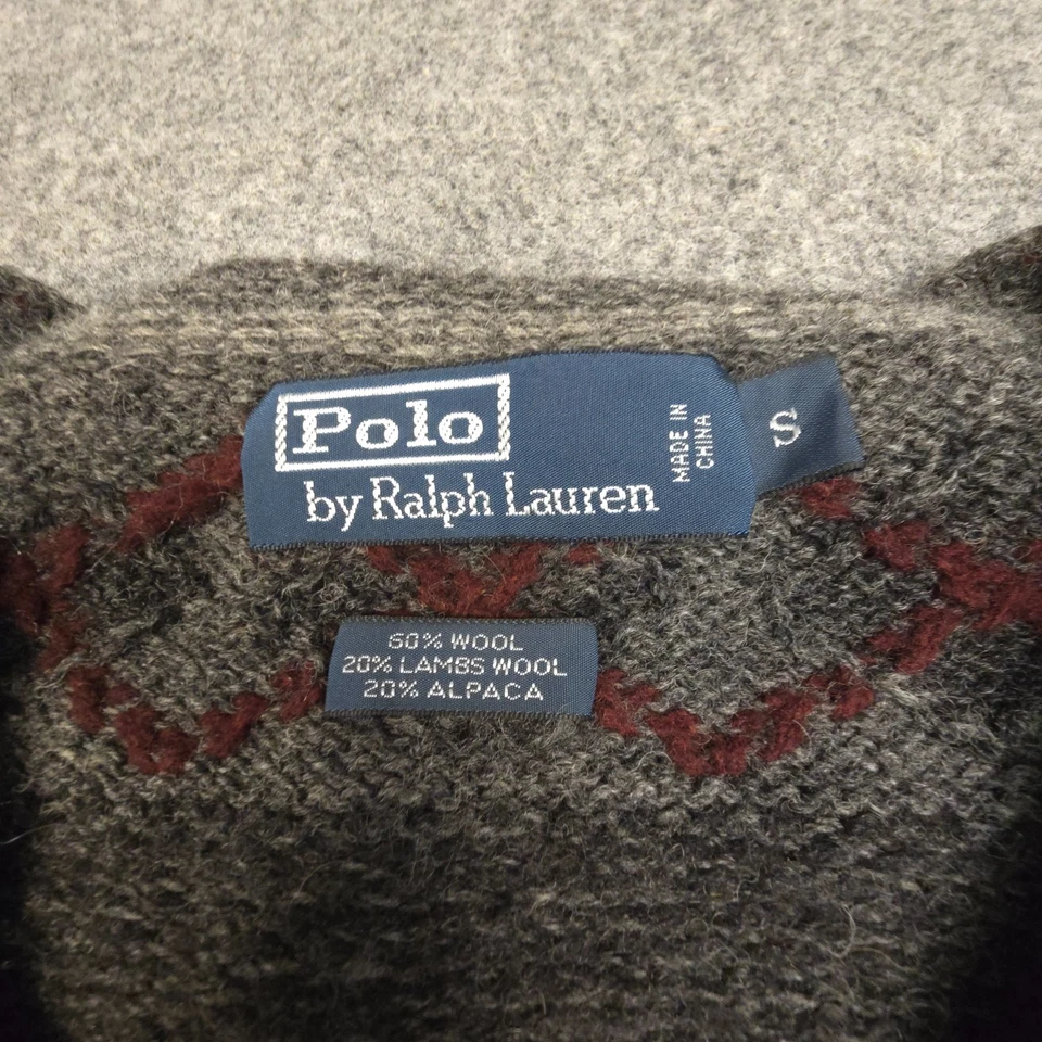 vintage Ralph Lauren Jumper mens SMALL grey sweater knit wool alpaca 90s Size S - image 3 of 4