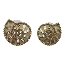 Gold Tone Shell Shape Earrings VTG