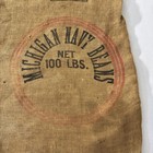 Vintage Burlap Gunny Sack 32x20 Steampunk country MICH NAVY BEANS B&W Co-op Inc.
