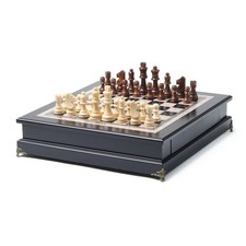 15 "Wooden Chess Set, Large Size Board, Built-in Storage Drawer - 2 Extra Que...