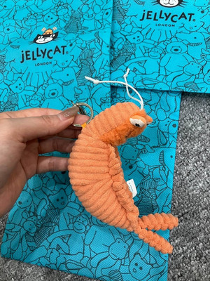 Jellycat Sheldon Shrimp Plush Keychain   Cute Sea Creature Toy Gift NWT SALE