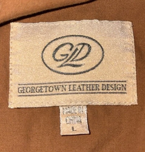 Vtg 90s Georgetown Leather Design Bomber Jacket Mens Large Tan Brown YKK Heavy image 2