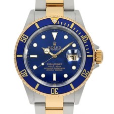 ROLEX SUBMARINER Date 16613 blue F Number second hand mens