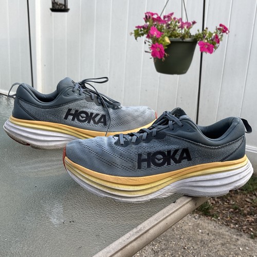 HOKA ONE ONE Bondi 8 Mens Running Shoe Goblin Blue/Mountain Spring - Size 12 2E - Picture 2 of 24