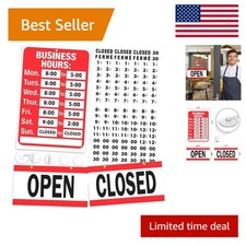 Customizable Business Hours Sign - Red  White Open Closed Display for Stores