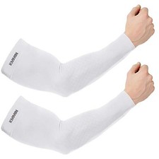 Arm Sleeves UV Protection for Driving Cycling Golf Basketball White white
