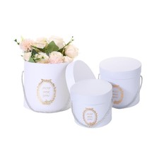 Set of 3 Cylinder Luxury Flower Boxes with Lids Round Florist Gift Ribbon Bow...