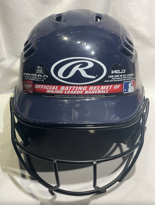 Rawlings VELO Junior Full Face Batting Helmet Face Guard Blue NOCSAE 6 3/8-7 1/8