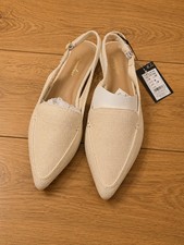Women’s Beige Pointed Toe Slingback Flats