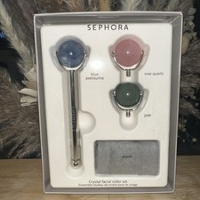 SEPHORA Crystal Facial Roller Set/Rose Quartz/Amethyst/Jade NEW IN BOX