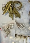 Vintage Costume Jewelry Lot Broken Repair Crafting Rhinestone Faux Pearl Brooch  — photo 7