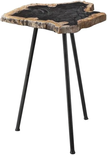 Mircea 16" Natural and Aged Black Accent Table for Stylish Spaces - Picture 7 of 9