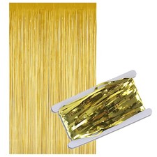Metallic Foil Fringe Curtain   39 x 78  Gold Tinsel Party Backdrop  Shiny S...