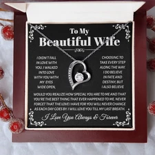 To My Beautiful Wife Wife Heart Necklace Gift, Jewelry For Wife From Husband