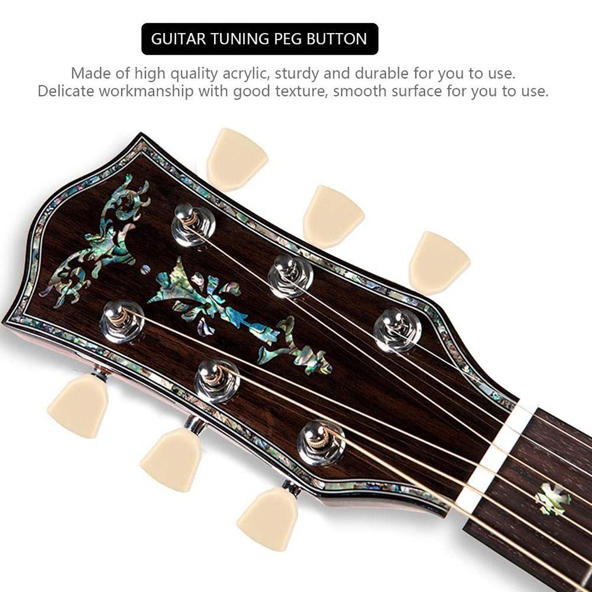 6Pcs Retro Trapezoid Plastic Guitar Tuning Peg Tuners Machine Heads Button Cream