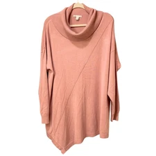 Cato Dusty Pink Asymmetrical Hem Cowl Neck Tunic Sweater Size 18/20W NWOT
